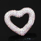 Kimhatter Heart-Shaped Polymer Clay Beads, 27.5×33.5mm Black Diamond Rhinestone Focal Beads with 2mm Hole for Phone Charms, Pen Charms & Jewelry Making