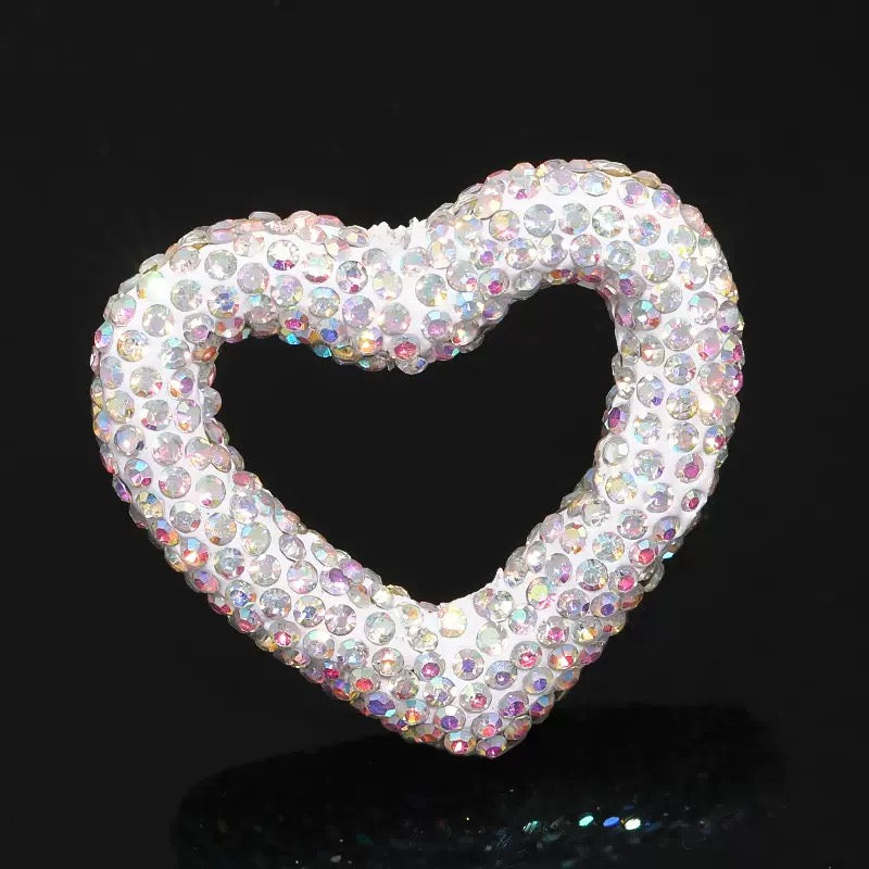 Kimhatter Heart-Shaped Polymer Clay Beads, 27.5×33.5mm Black Diamond Rhinestone Focal Beads with 2mm Hole for Phone Charms, Pen Charms & Jewelry Making