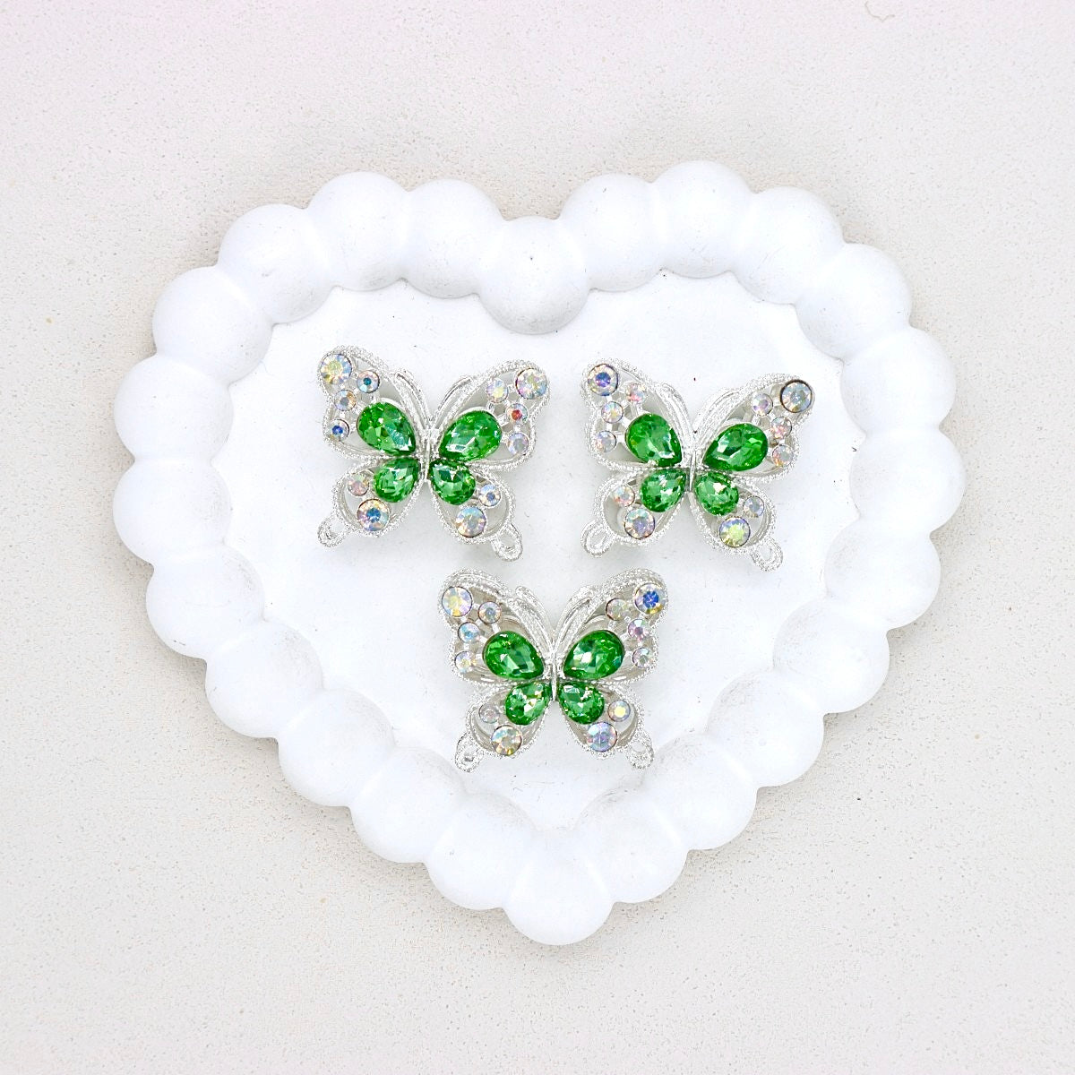 Kimhatter Heavy Duty Double-Sided Alloy Butterfly Crystal Diamond Ball Bead with Straight Hole