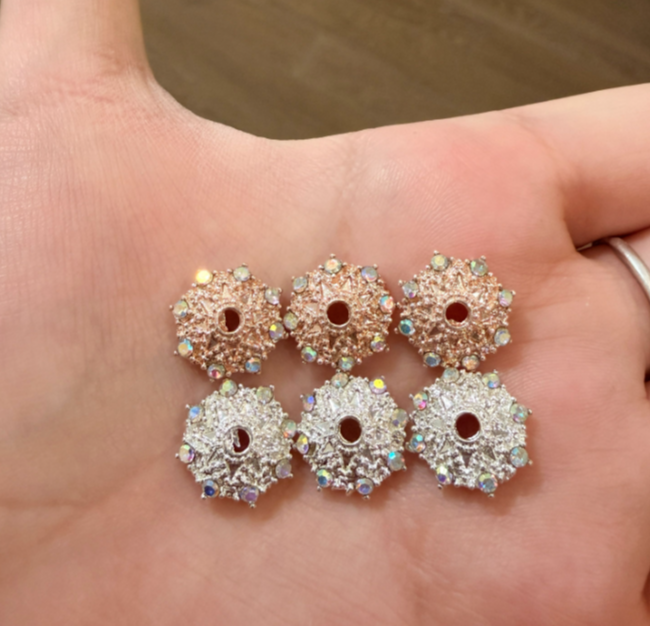 16mm Alloy Rhinestone Flower Spacer Beads 20pcs/bag
