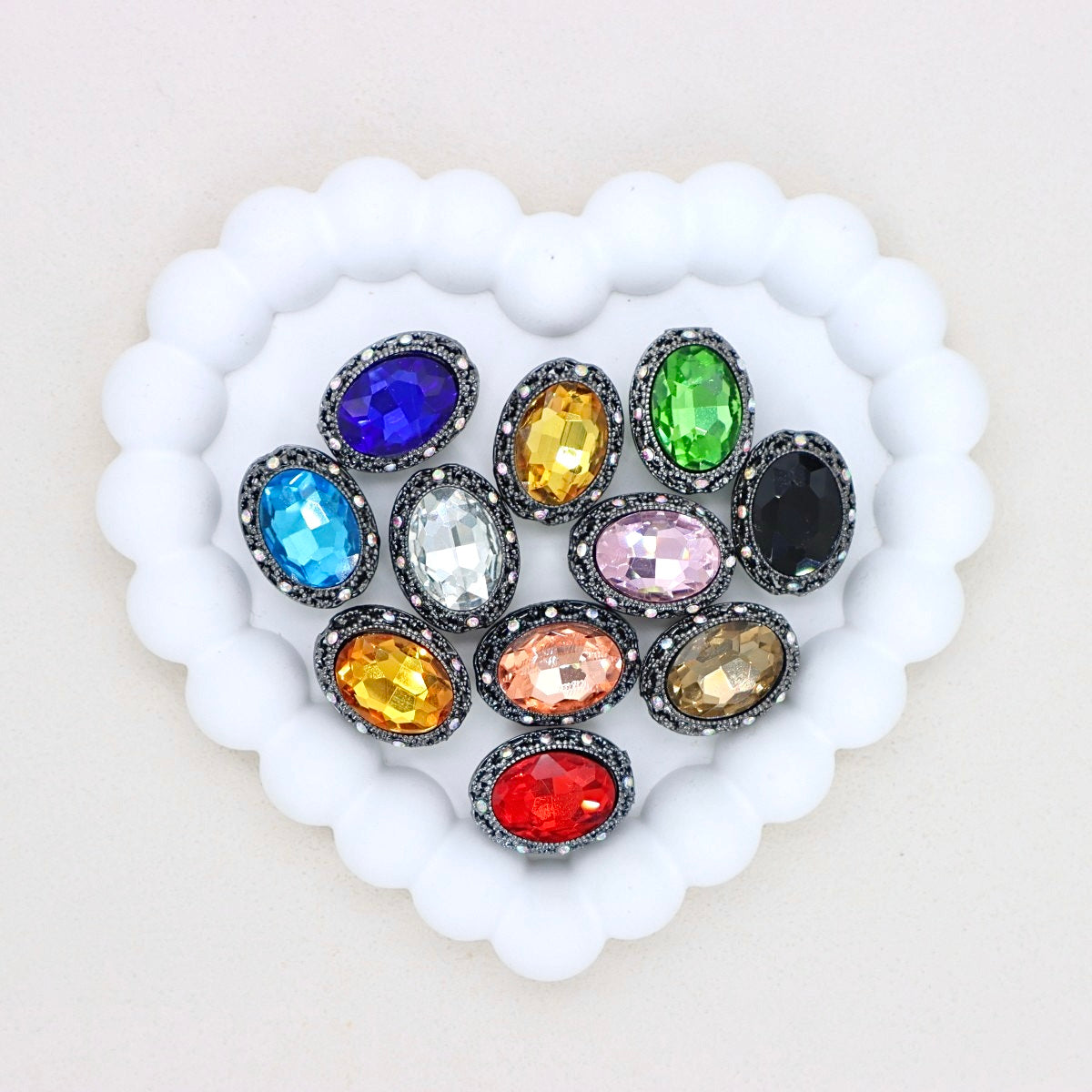 Kimhatter Oval Black Double-Sided Crystal Alloy Bead with Diamond Ball