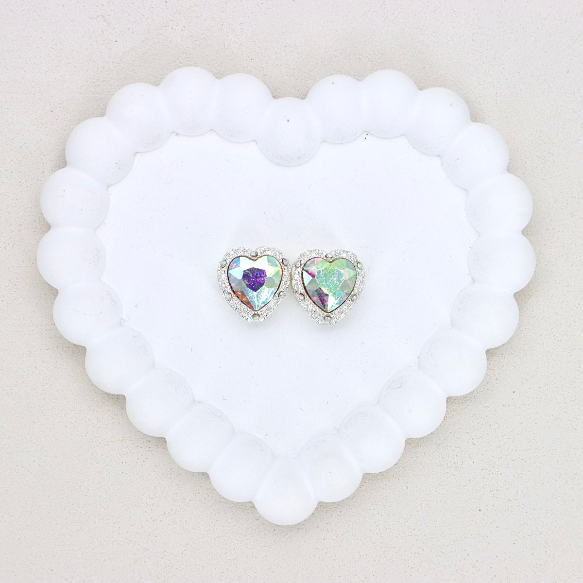 Kimhatter Heart Silver Double-Sided Crystal Alloy Bead with Diamond Ball 2pcs/bag