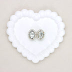Oval Silver Double-Sided Crystal Alloy Bead with Diamond Ball Design