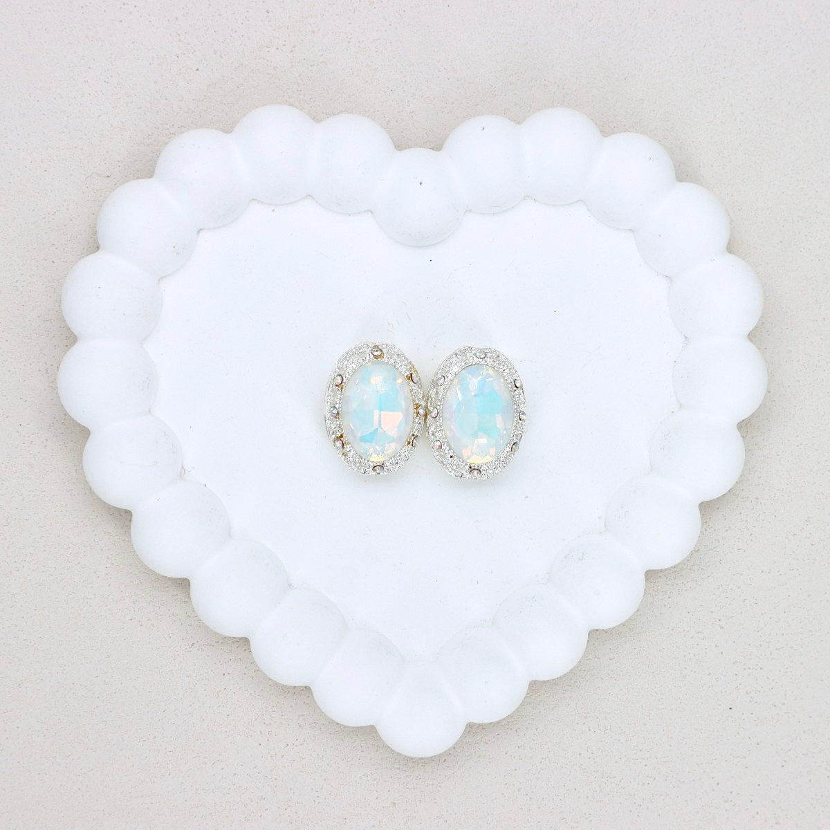 Oval Mocha Double-Sided Crystal Alloy Bead with Diamond Ball