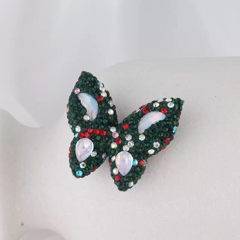 Kimhatter Rainbow Butterfly Polymer Clay Bead with Diamond Ball