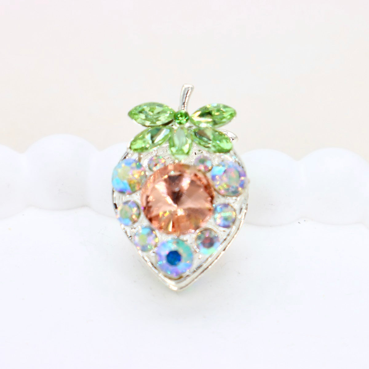 Vintage Crystal Strawberry Diamond Ball Bead with Straight Hole