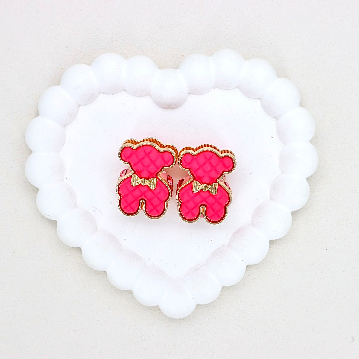 Kimhatter Double-Sided Alloy 3D Bear Bead with Champagne Diamond Ball
