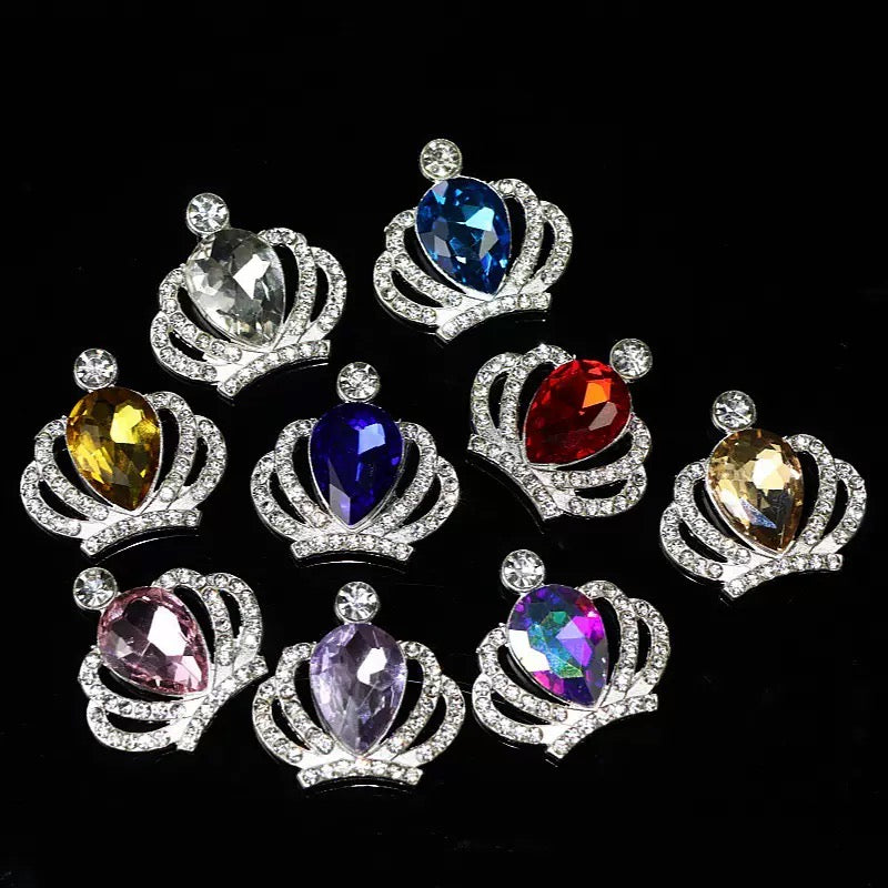 Kimhatter Heavy Duty Double-Sided Crown Alloy Bead with Rhinestones 2pcs/bag