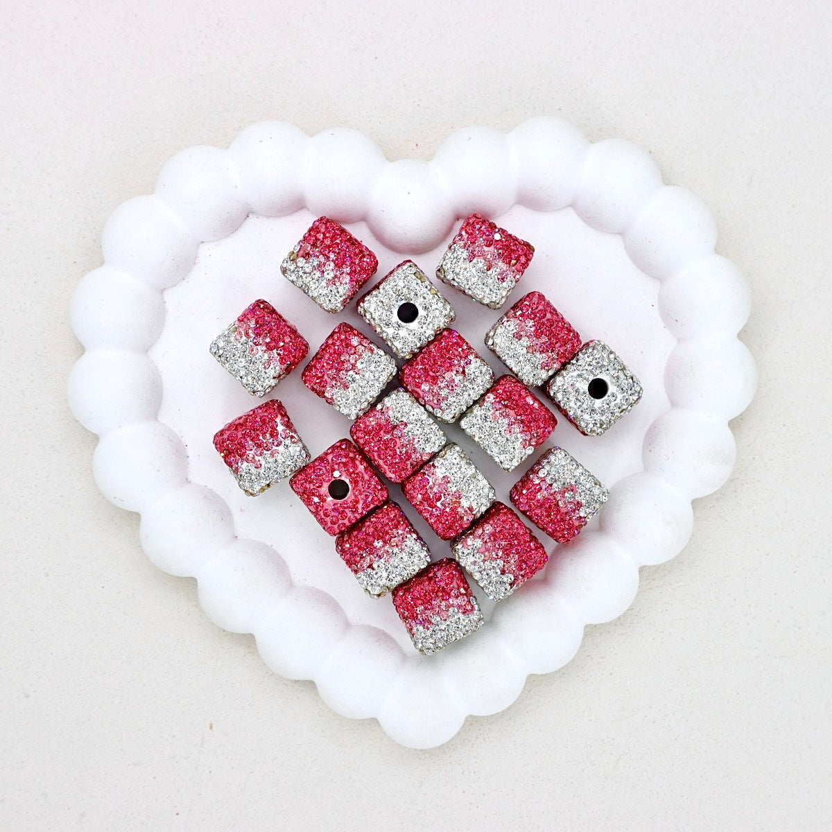 Kimhatter 16mm Square Ombre Gradient Polymer Clay Beads 6pcs/bag