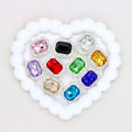 Silver Alloy Openwork Rectangle Double-Sided Crystal Bead