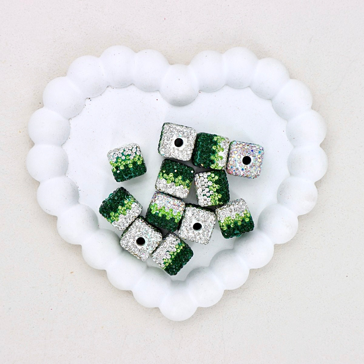 Kimhatter 16mm Square Ombre Gradient Polymer Clay Beads 6pcs/bag