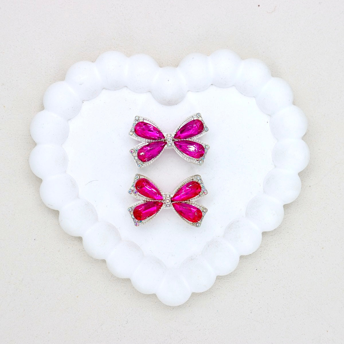 Kimhatter Colorful Crystal Bow Alloy Beads with Straight Hole 2pcs/bag