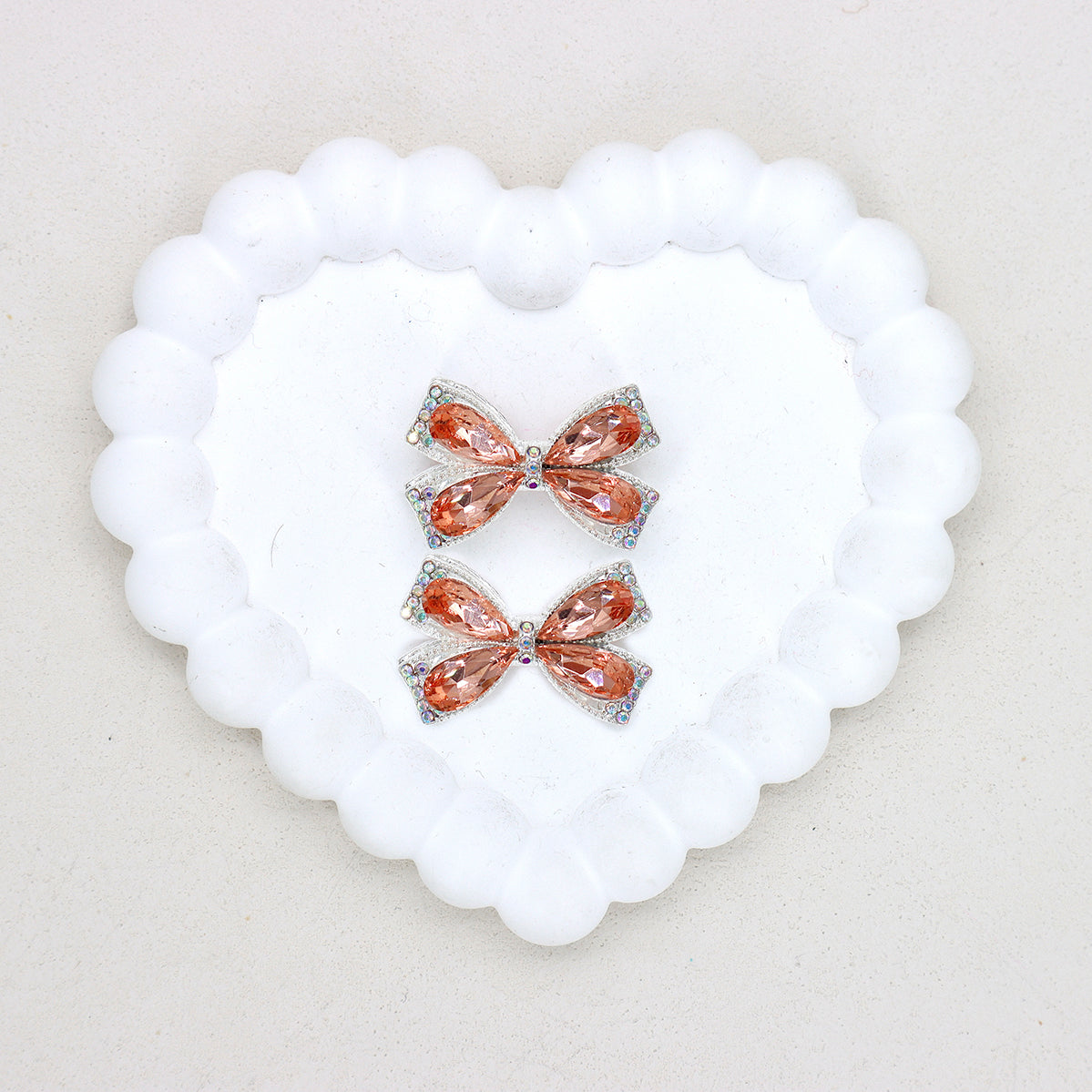 Kimhatter Colorful Crystal Bow Alloy Beads with Straight Hole 2pcs/bag