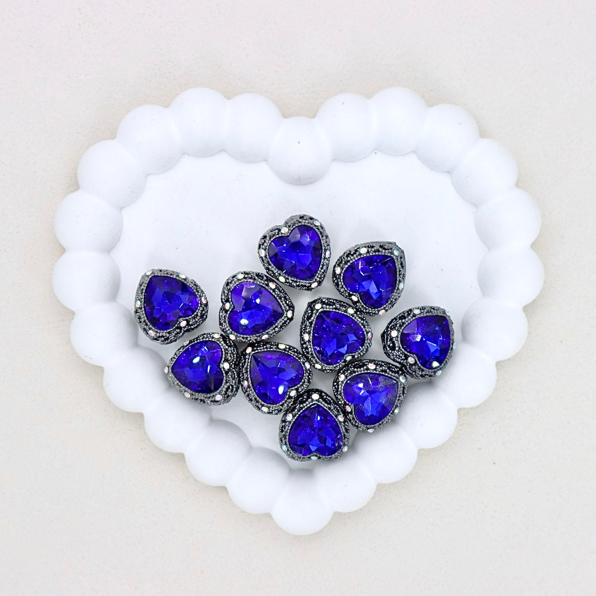 Kimhatter Black Heart Double-Sided Crystal Alloy Bead with Diamond Ball 2pcs/bag