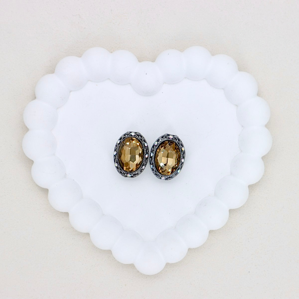 Kimhatter Oval Black Double-Sided Crystal Alloy Bead with Diamond Ball