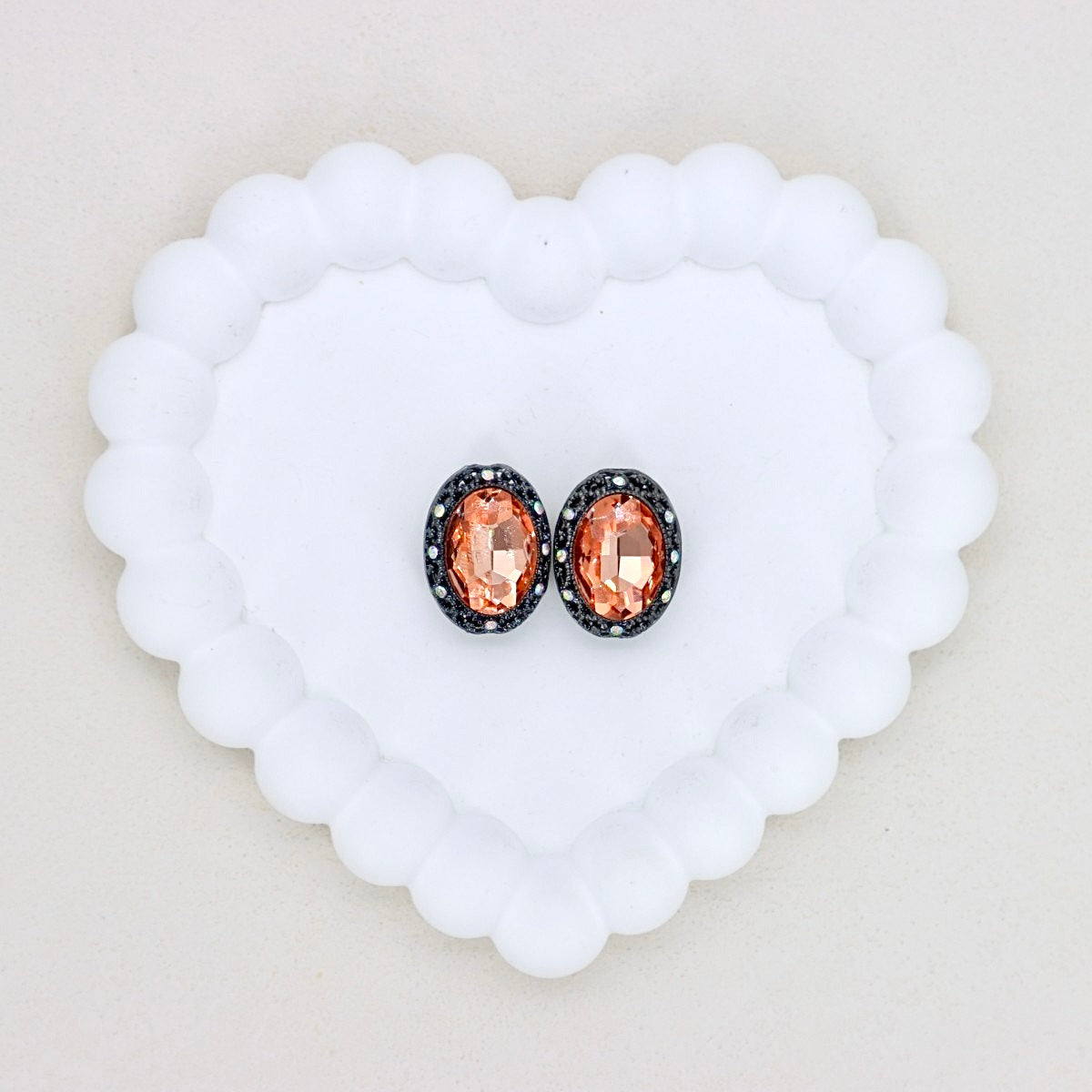 Kimhatter Oval Black Double-Sided Crystal Alloy Bead with Diamond Ball
