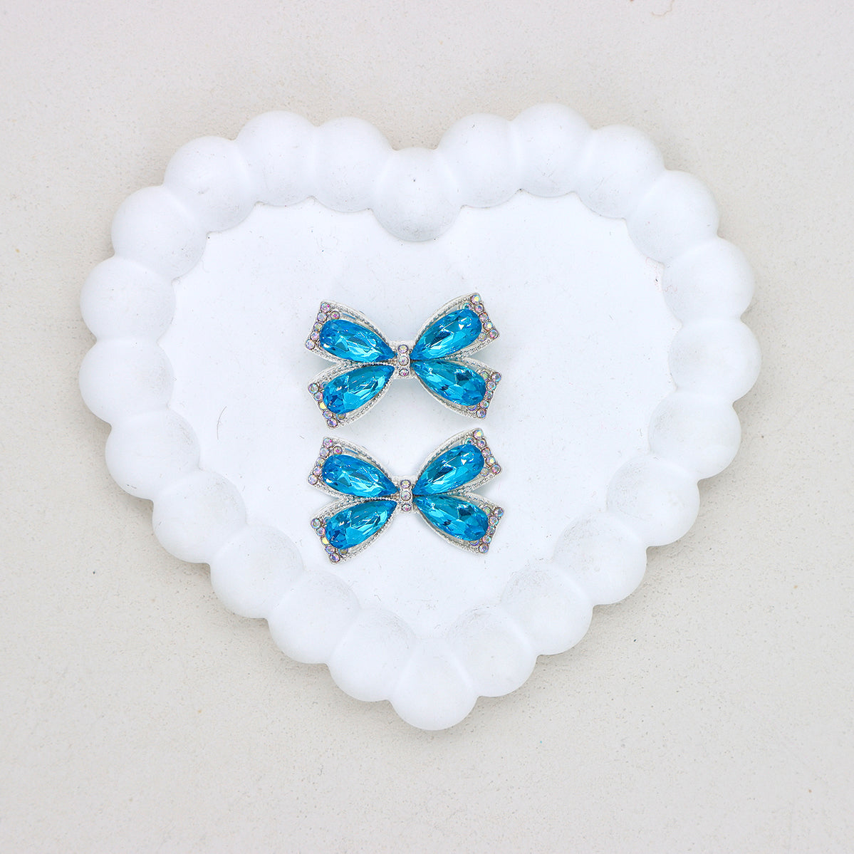 Kimhatter Colorful Crystal Bow Alloy Beads with Straight Hole 2pcs/bag