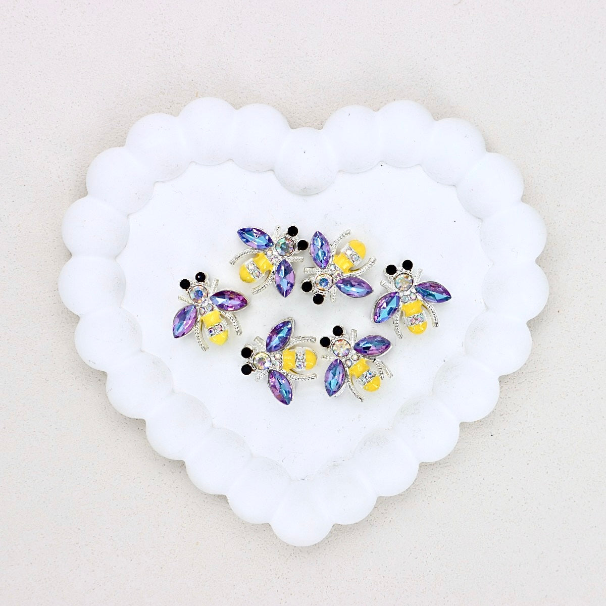 Kimhatter Double-Sided Crystal Bee Alloy Bead with Rhinestones