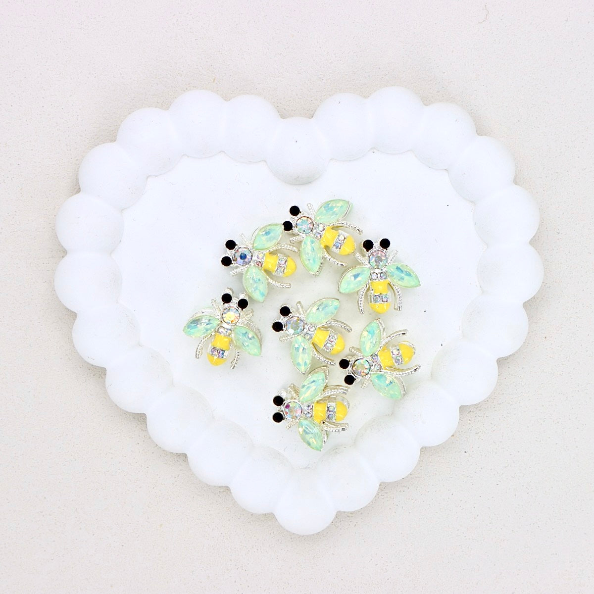Kimhatter Double-Sided Crystal Bee Alloy Bead with Rhinestones