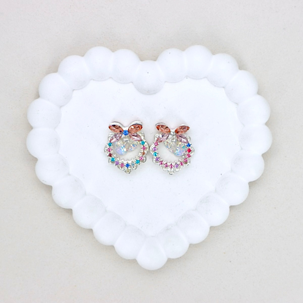 Kimhatter 3D Crystal Bow Alloy Diamond Ball Beads with Straight Hole