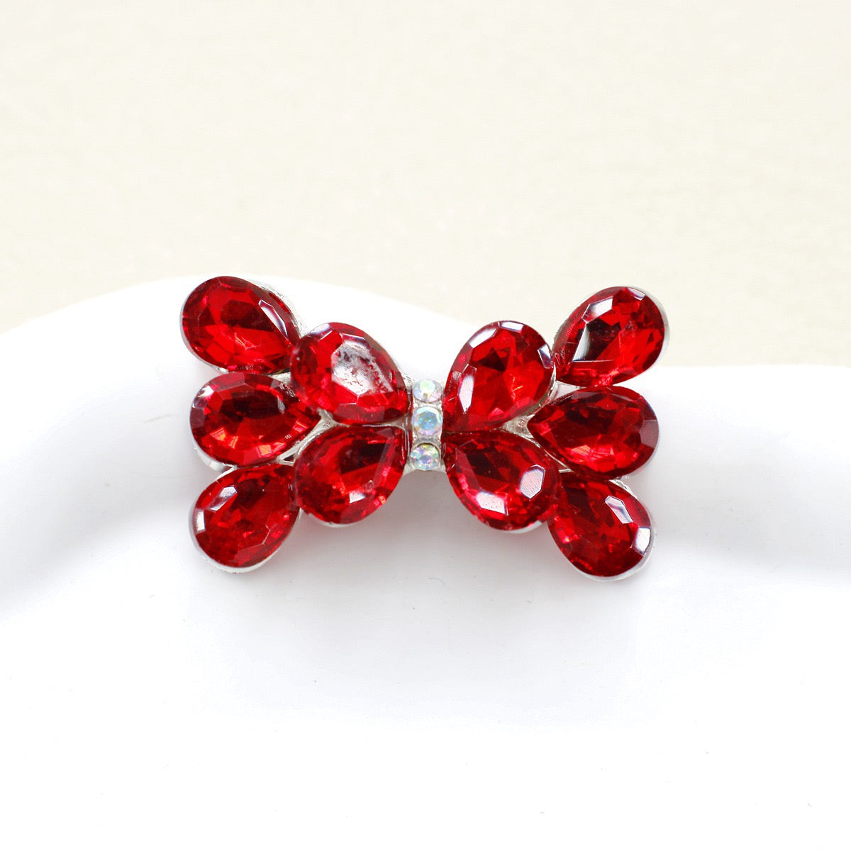 Kimhatter 3D Mocha Bow Double-Sided Crystal Glass Alloy Bead 2pcs/bag