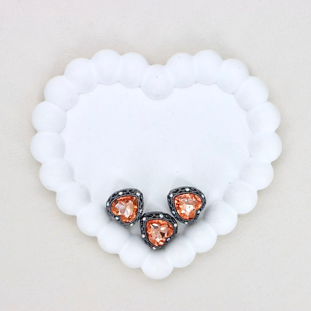Kimhatter Black Heart Double-Sided Crystal Alloy Bead with Diamond Ball 2pcs/bag