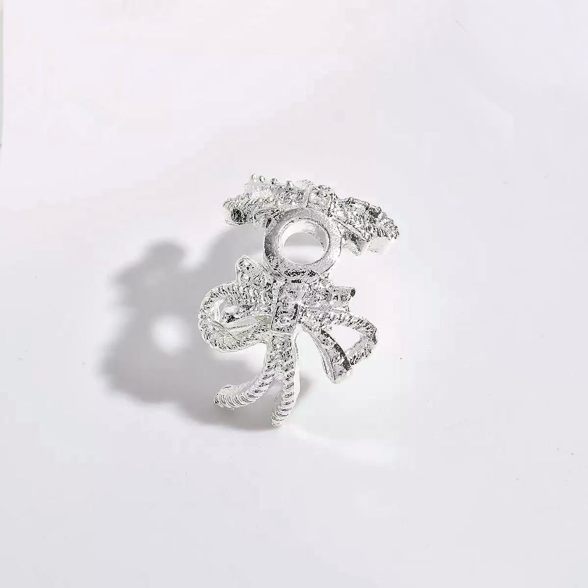 Micro-Set Zircon Double Bow Flower Spacer 10pcs/bag