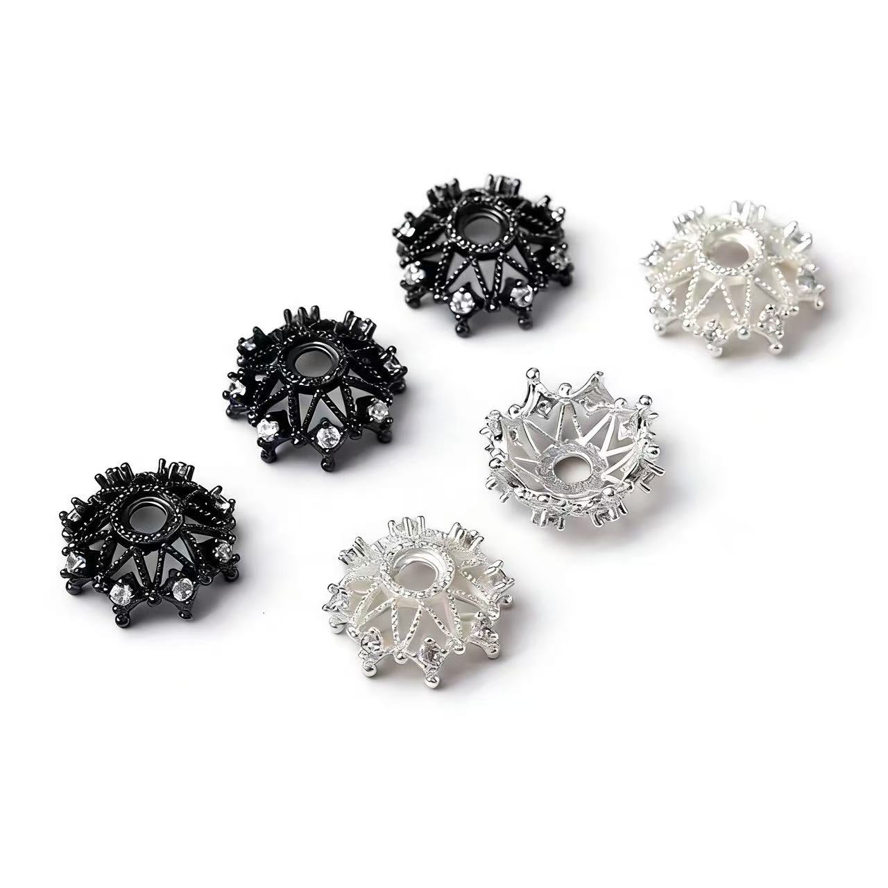 14K Gold Plated Large Flower Spacer with Micro-Set Zircon 8pcs/bag