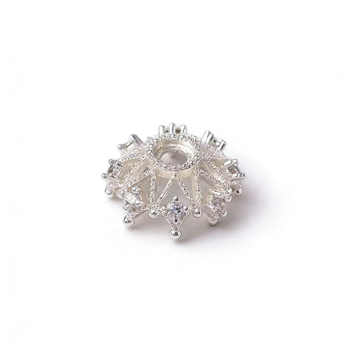 14K Gold Plated Large Flower Spacer with Micro-Set Zircon 8pcs/bag