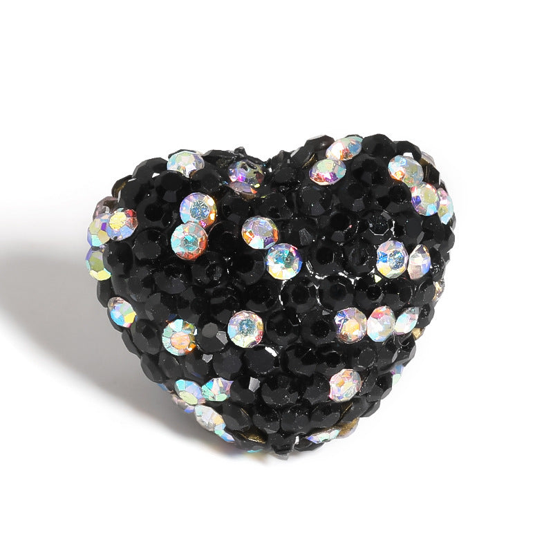 Kimhatter Stardust Heart Polymer Clay Bead with Diamond Ball 3pcs/bag