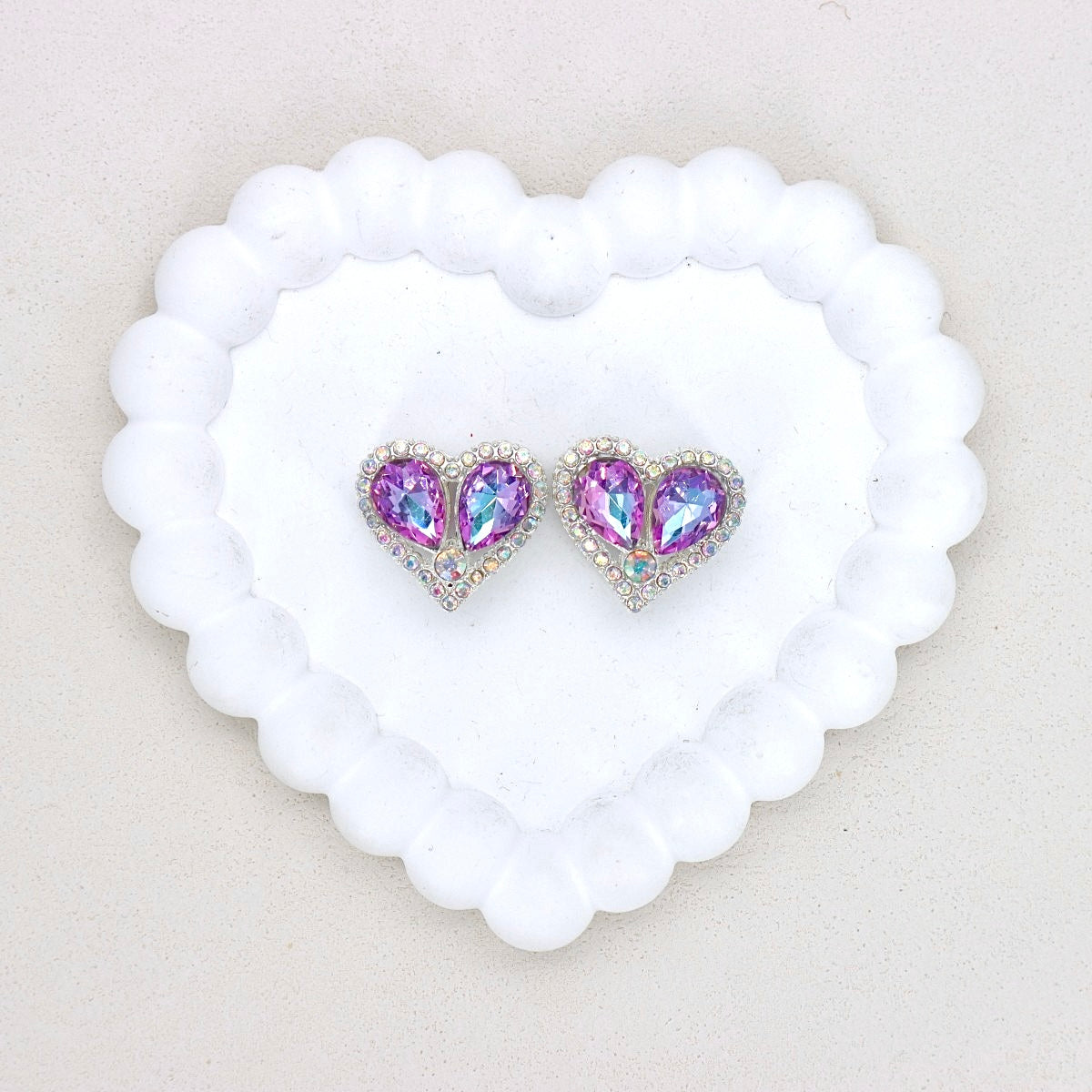 Kimhatter Double-Sided Crystal Heart Alloy Bead with Rhinestone Accents