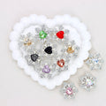 Kimhatter Christmas Snowflake Double-Sided Heart Zircon Alloy Bead with Straight Hole