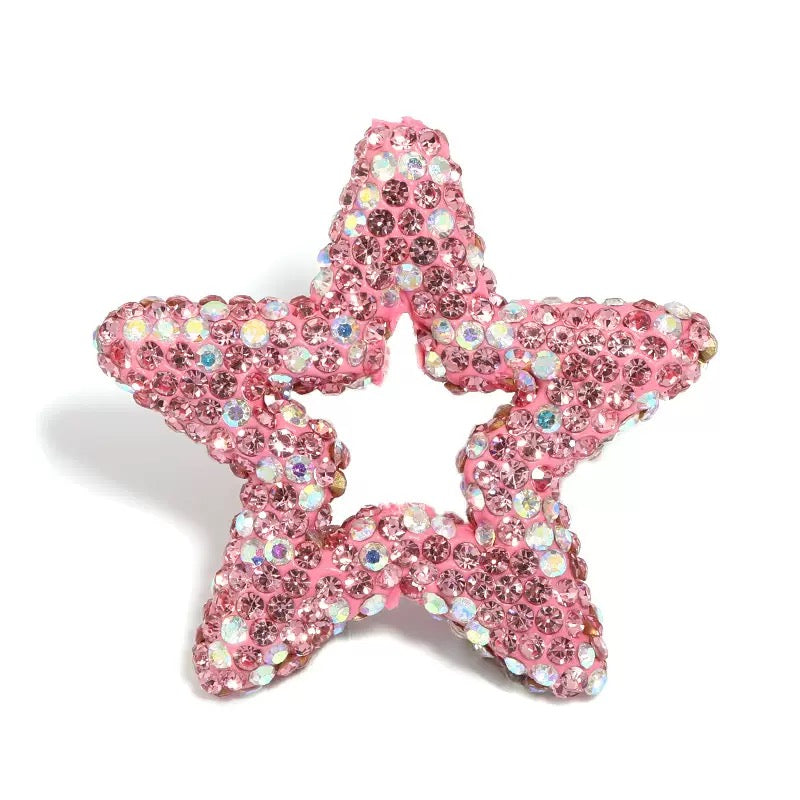 Kimhatter Star Shape Polymer Clay Beads, Peridot Rhinestone Focal Beads for Jewelry & Keychain DIY, 32.5x33.5mm, 1.8mm Hole
