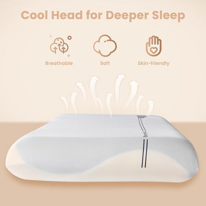 Memory Foam Pillows, Cervical Neck Pillow for Neck Pain Relief, Soft and Cooling for Back Side Sleeper Pillow with Two-Sided Reversible, Fits The Face Perfectly, Home Bed Pillows