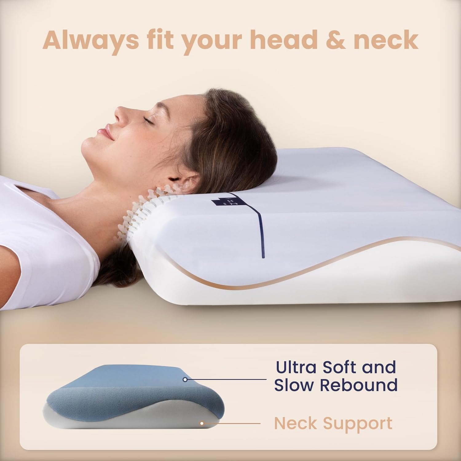 Memory Foam Pillows, Cervical Neck Pillow for Neck Pain Relief, Soft and Cooling for Back Side Sleeper Pillow with Two-Sided Reversible, Fits The Face Perfectly, Home Bed Pillows