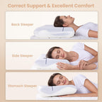Memory Foam Pillows, Cervical Neck Pillow for Neck Pain Relief, Soft and Cooling for Back Side Sleeper Pillow with Two-Sided Reversible, Fits The Face Perfectly, Home Bed Pillows