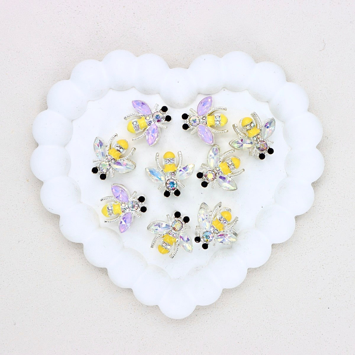 Kimhatter Double-Sided Crystal Bee Alloy Bead with Rhinestones