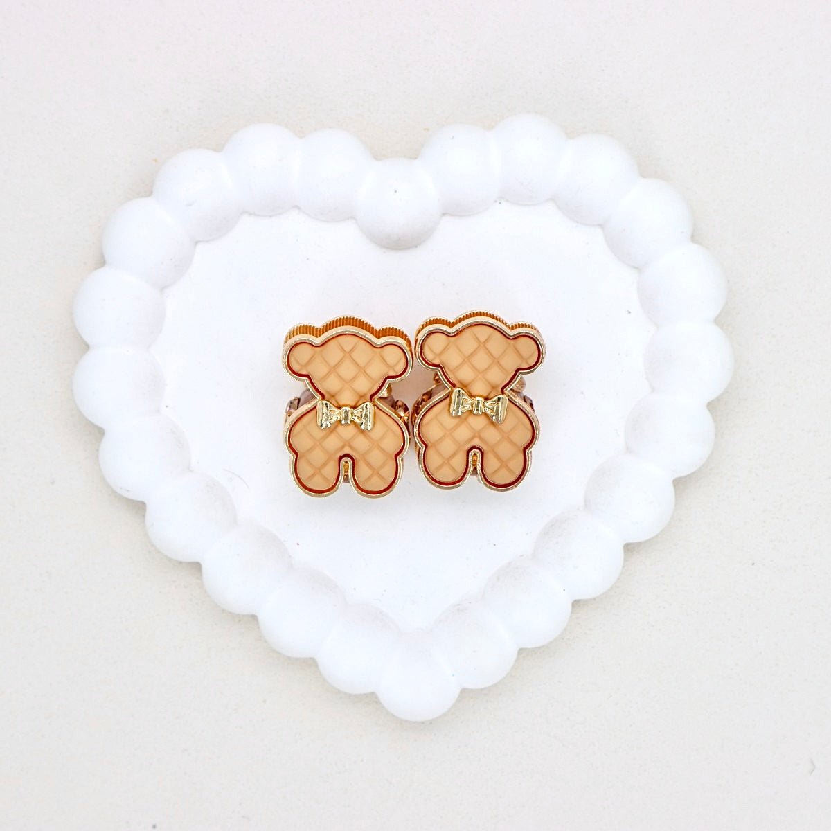 Kimhatter Double-Sided Alloy 3D Bear Bead with Champagne Diamond Ball