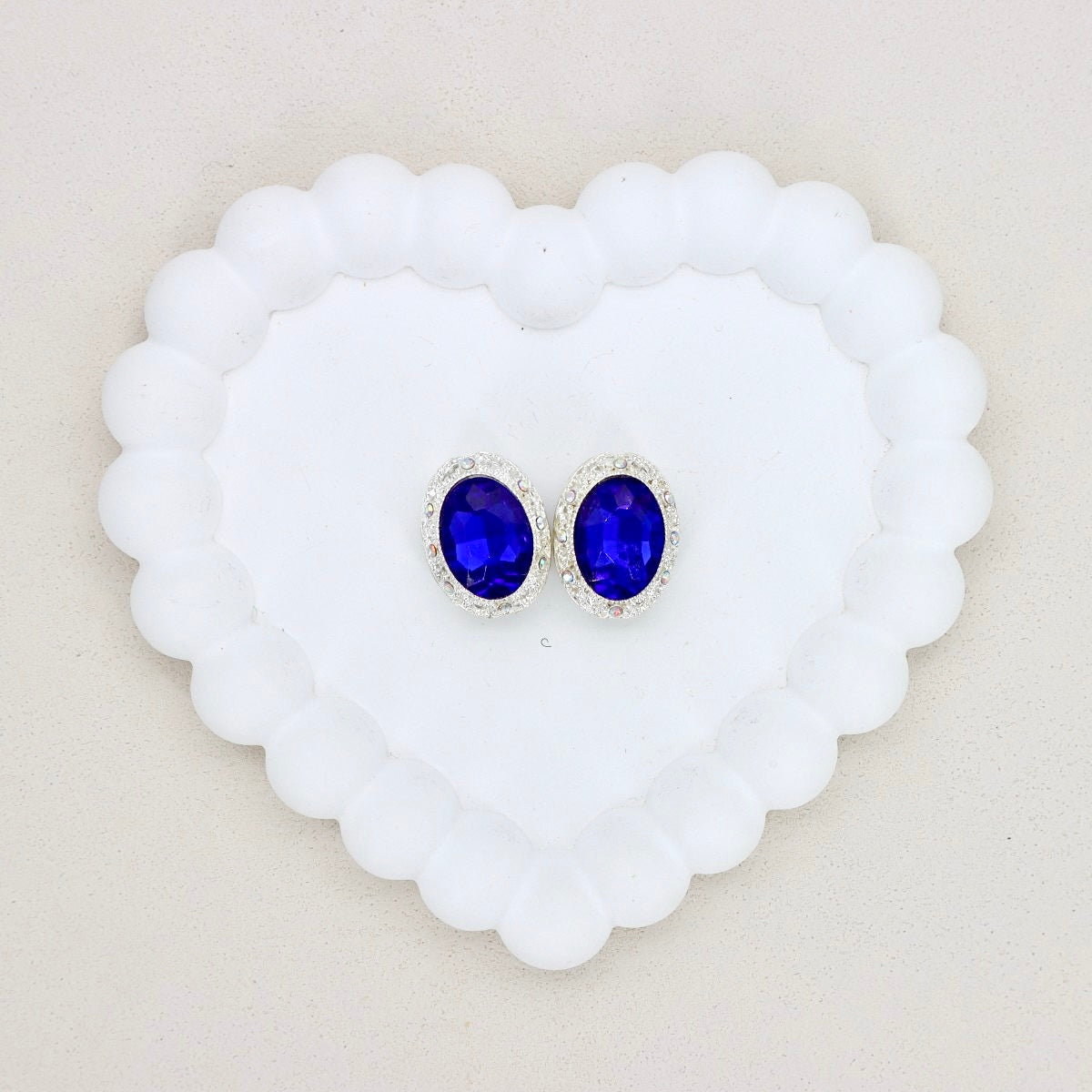 Oval Silver Double-Sided Crystal Alloy Bead with Diamond Ball Design