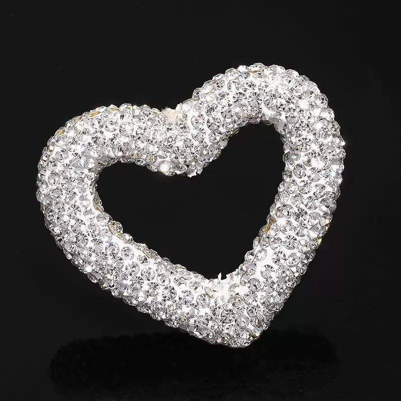 Kimhatter Heart-Shaped Polymer Clay Beads, 27.5×33.5mm Black Diamond Rhinestone Focal Beads with 2mm Hole for Phone Charms, Pen Charms & Jewelry Making