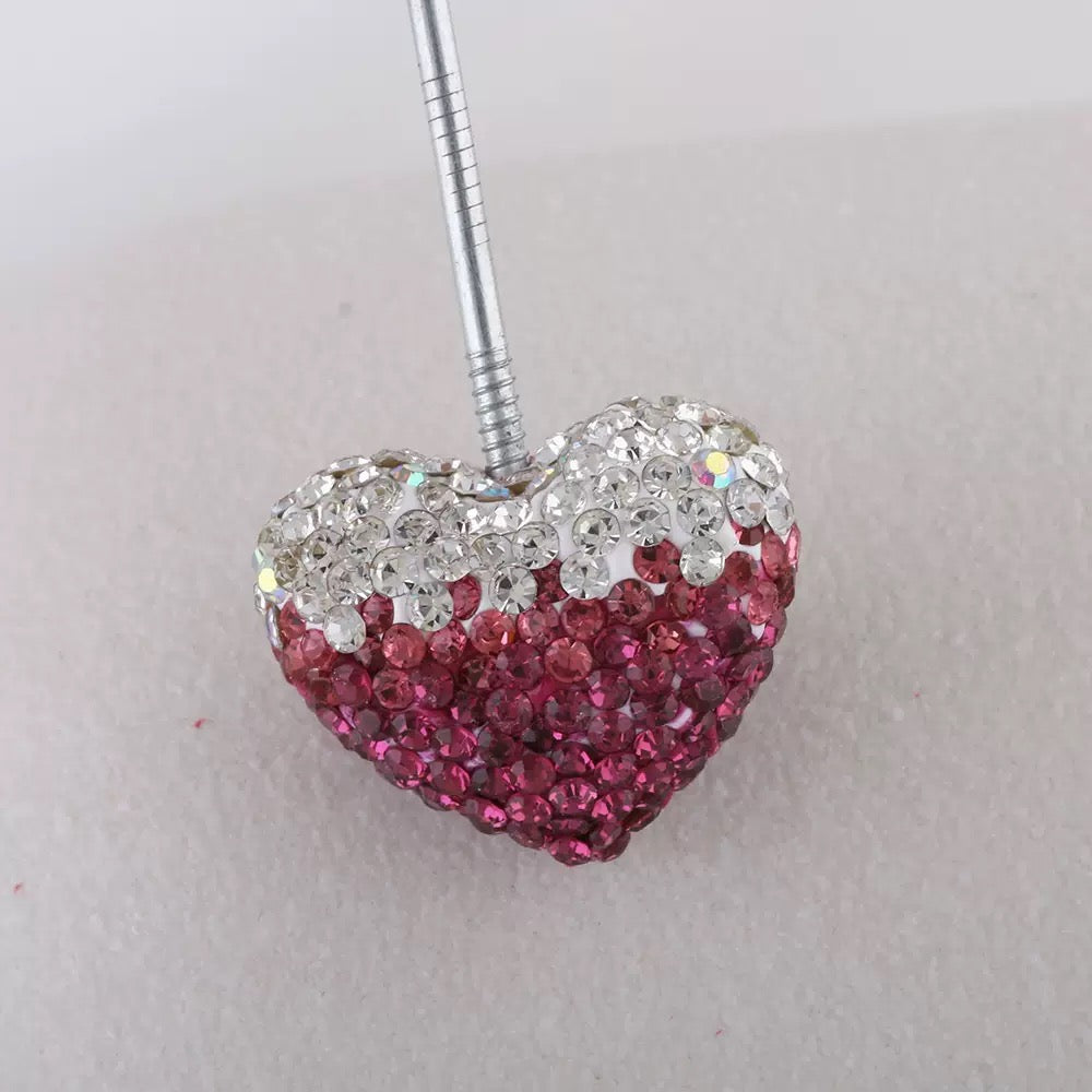 Kimhatter Ombre Heart Polymer Clay Bead with Diamond Ball 3pcs/bag
