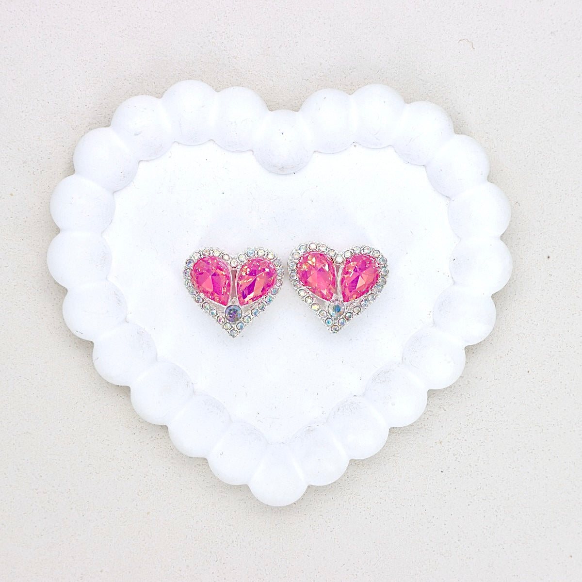 Kimhatter Double-Sided Crystal Heart Alloy Bead with Rhinestone Accents