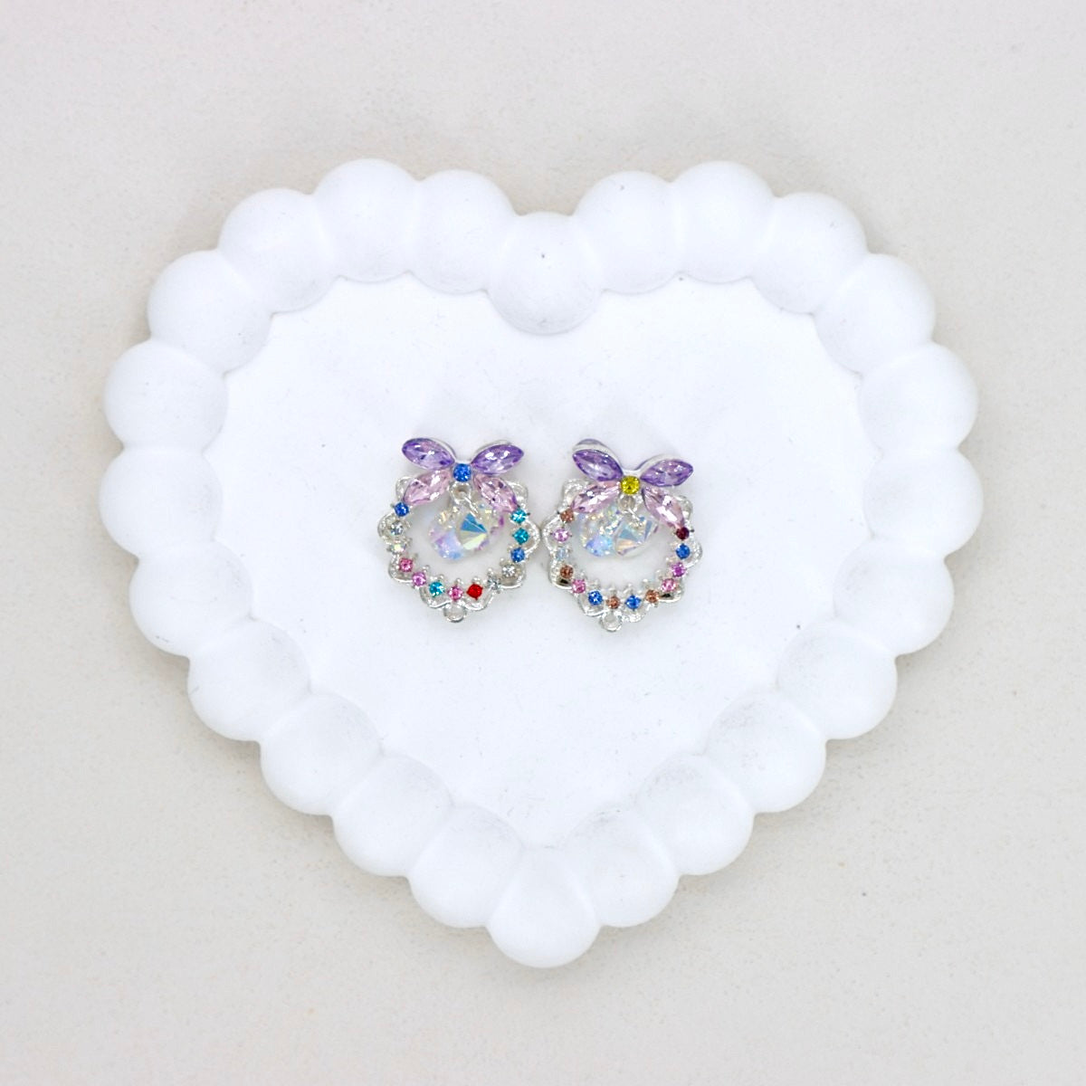Kimhatter 3D Crystal Bow Alloy Diamond Ball Beads with Straight Hole