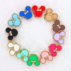 Kimhatter Double-Sided 3D Mickey Mouse Alloy Bead with Champagne Diamond Ball