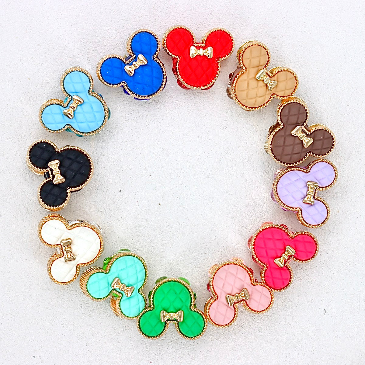 Kimhatter Double-Sided 3D Mickey Mouse Alloy Bead with Champagne Diamond Ball