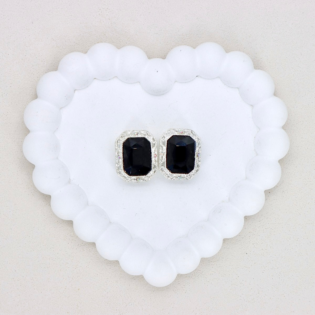 Silver Alloy Openwork Rectangle Double-Sided Crystal Bead