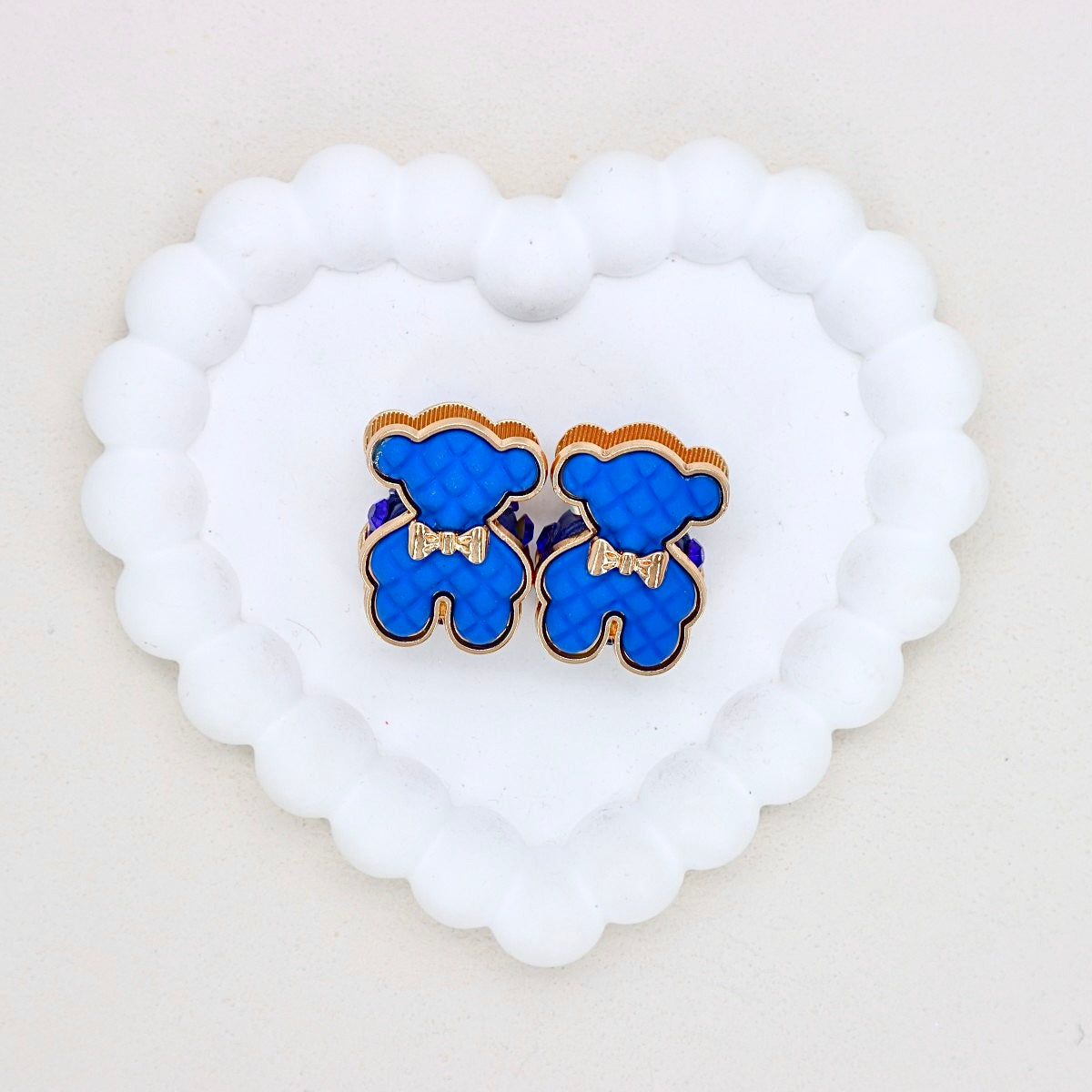 Kimhatter Double-Sided Alloy 3D Bear Bead with Champagne Diamond Ball