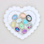 Oval Mocha Double-Sided Crystal Alloy Bead with Diamond Ball