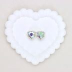Kimhatter Heart Silver Double-Sided Crystal Alloy Bead with Diamond Ball 2pcs/bag