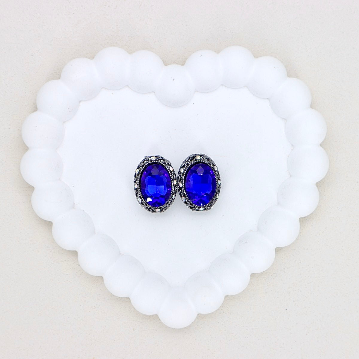 Kimhatter Oval Black Double-Sided Crystal Alloy Bead with Diamond Ball